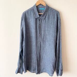 Tori Richard Linen Long Sleeve Button Front Shirt Men’s size 2XL Blue